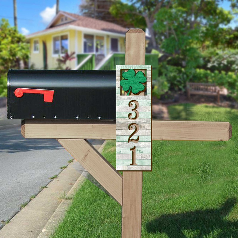 Address Sign – House Numbers – Celtic Door Numbers Plaque – Clover Wood House Number – Custom Home Address Sign – MA989819