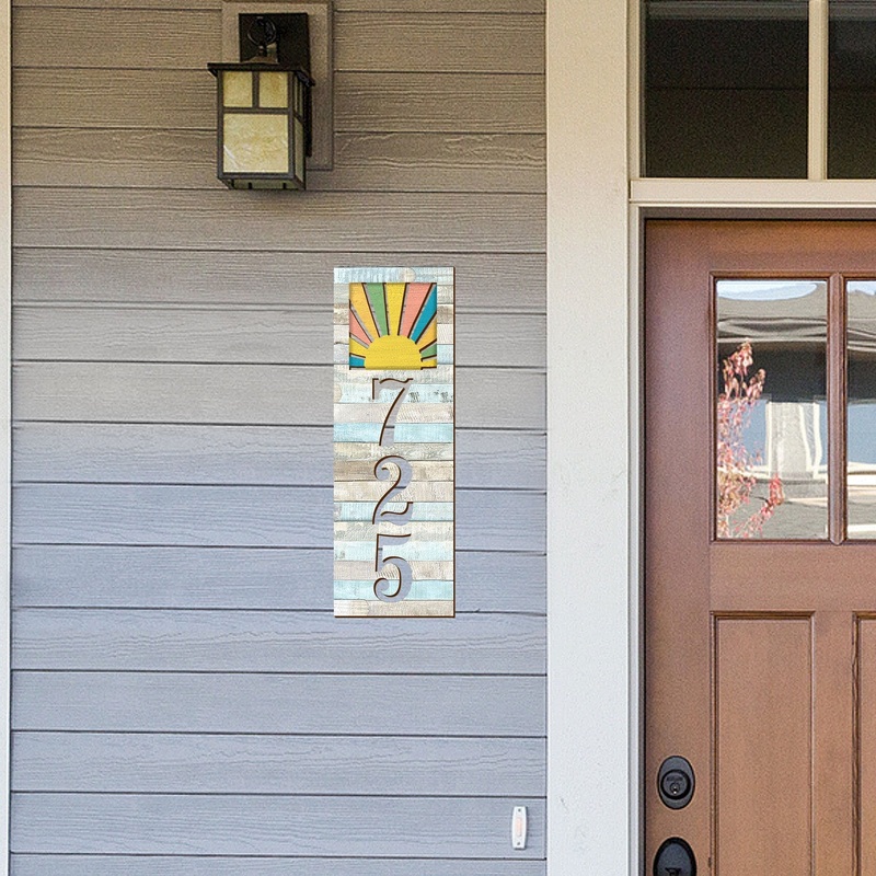 Address Sign – House Numbers for Housewarming – Sunrise Wooden Plaque – Custom Home Sign – MA989821B