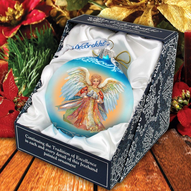 Angel Ball Glass Ornament by G. Debrekht – Nativity Holiday Decor – 73385