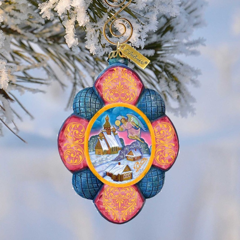 Angel Village Sculpted Hand-Painted Christmas Ornament by G. DeBrekht – Nativity Holiday Decor – 610841