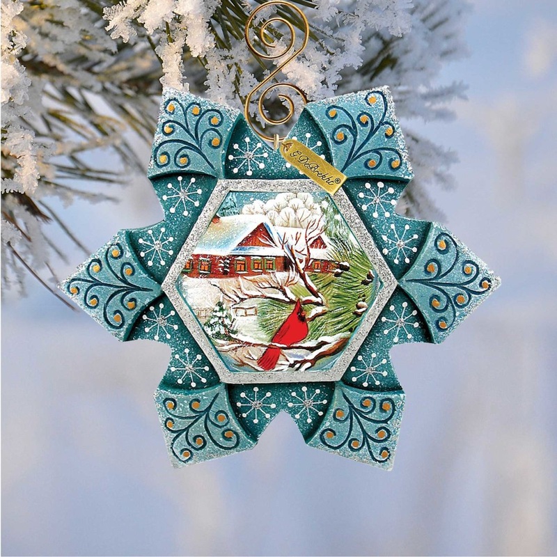 Cardinal Snowfall Sculpted Hand-Painted Christmas Ornament by G. DeBrekht – Wildlife Holiday Decor – 6102180
