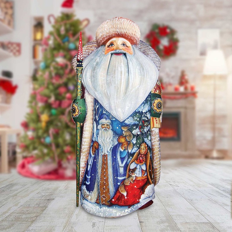 Christmas Night Father Frost Santa Hand-Painted WOODCARVED Masterpiece by G. DeBrekht – Christmas Decor – 241125 *** PRE-ORDER – Handmade Just for You! ***
