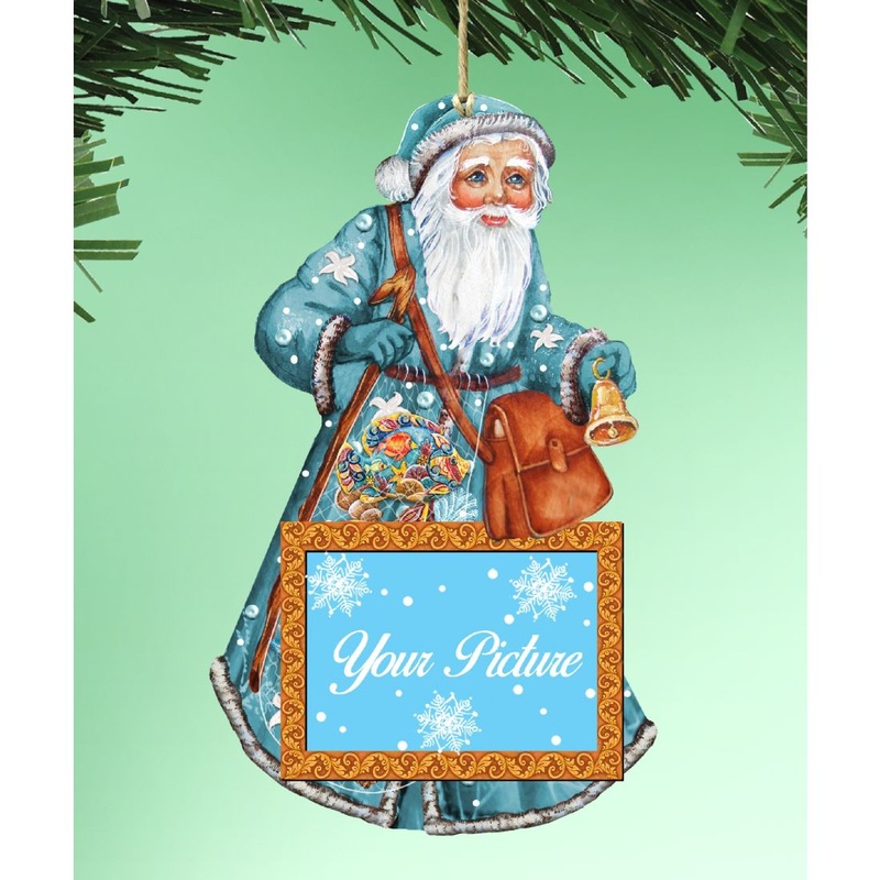 Coastal Santa Picture Frame Ornaments – Ornament for Photo – Coastal Holiday Decor – 8124120-2PF