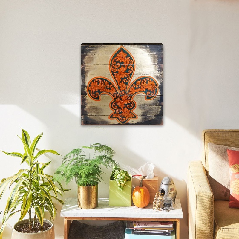 Cross Fleur De Lis Wooden Gold Plated Wall Art by Museum Icon – Inspirational Icon Decor – 85098