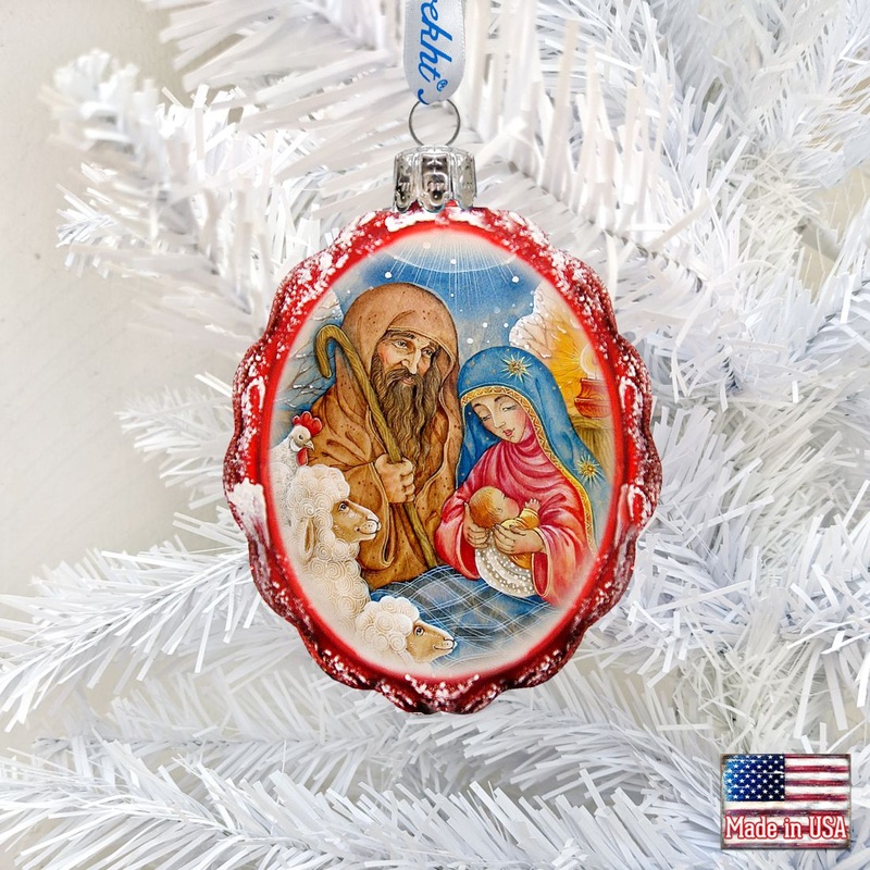 Family Nativity Mercury Glass Ornament by G. DeBrekht – Nativity Holiday Decor – 772072