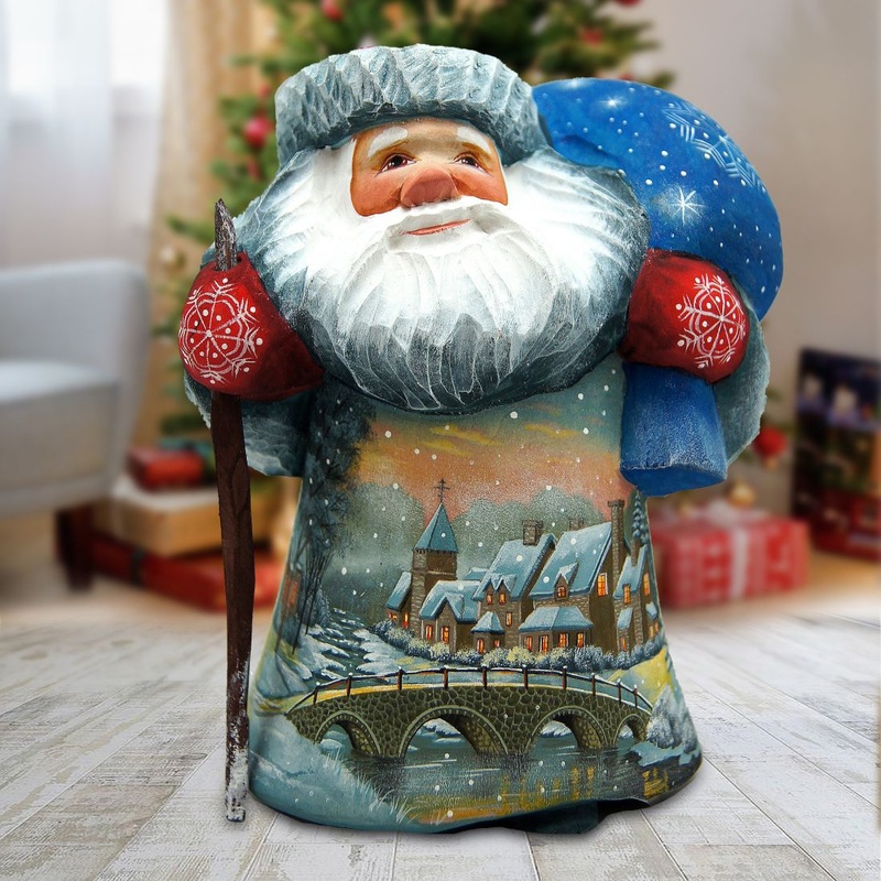 Frosted Village Santa Hand-Painted WOODCARVED Masterpiece by G. DeBrekht – Christmas Decor – 2821706