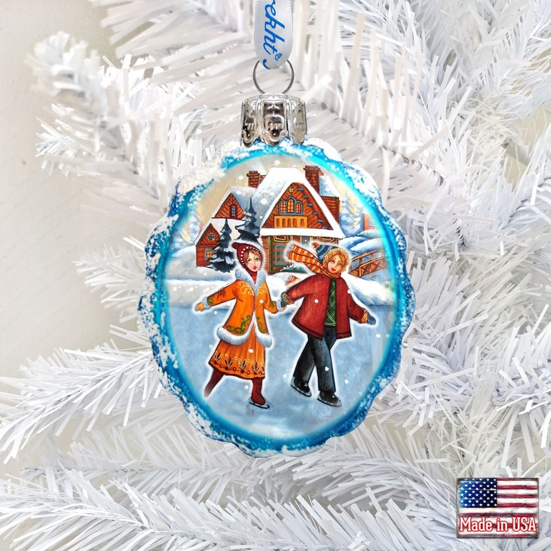 Fun Skiing Mercury Glass Ornament by G. DeBrekht – Christmas Decor – 773022