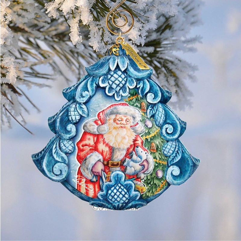 Gift Giving Pleasure Sculpted Hand-Painted Christmas Ornament by G. DeBrekht – Christmas Santa Snowman Dcor – 610271