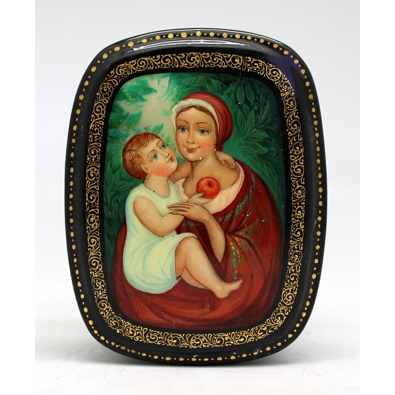 Handpainted One-of-a-Kind Papier Mache Lacquered Miniature Box 2.25 x 3 x 1 Unique Handmade Gift Collectible and Home Decoration