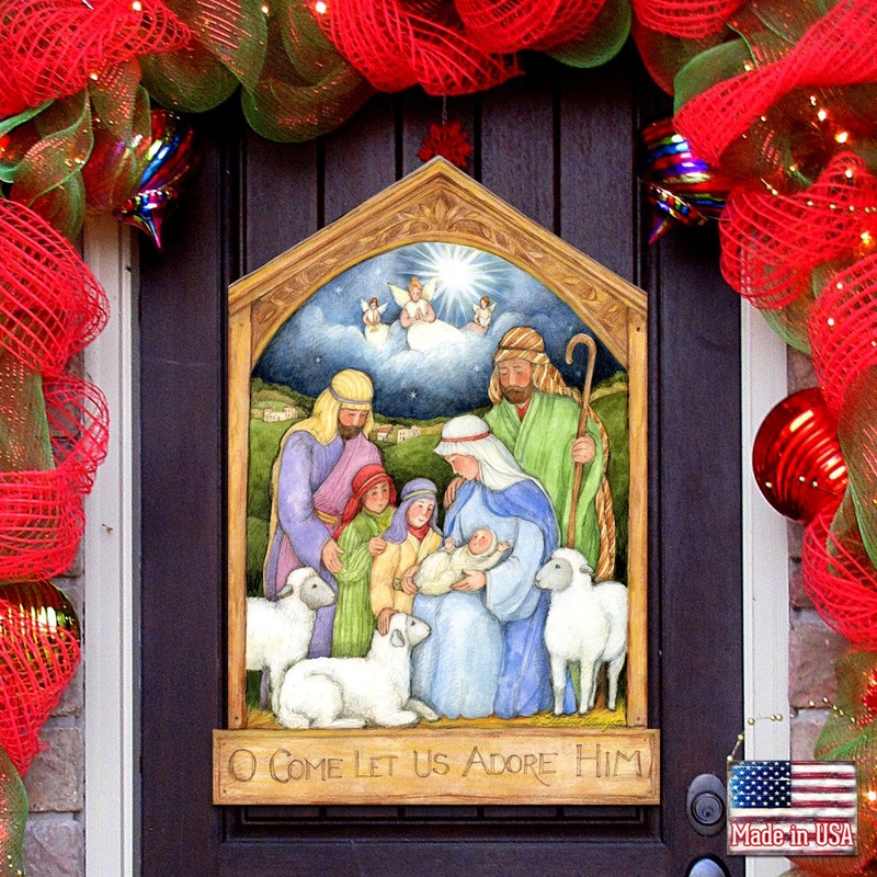 Holy Family Nativity Door Decor by Susan Winget – Nativity Holiday Decor – 8471112H-SW