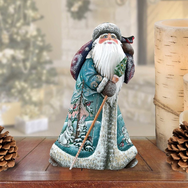 Hopping Along Wilderness Hand-Painted WOODCARVED Figurine by G. DeBrekht – Wildlife Holiday Decor – 821841