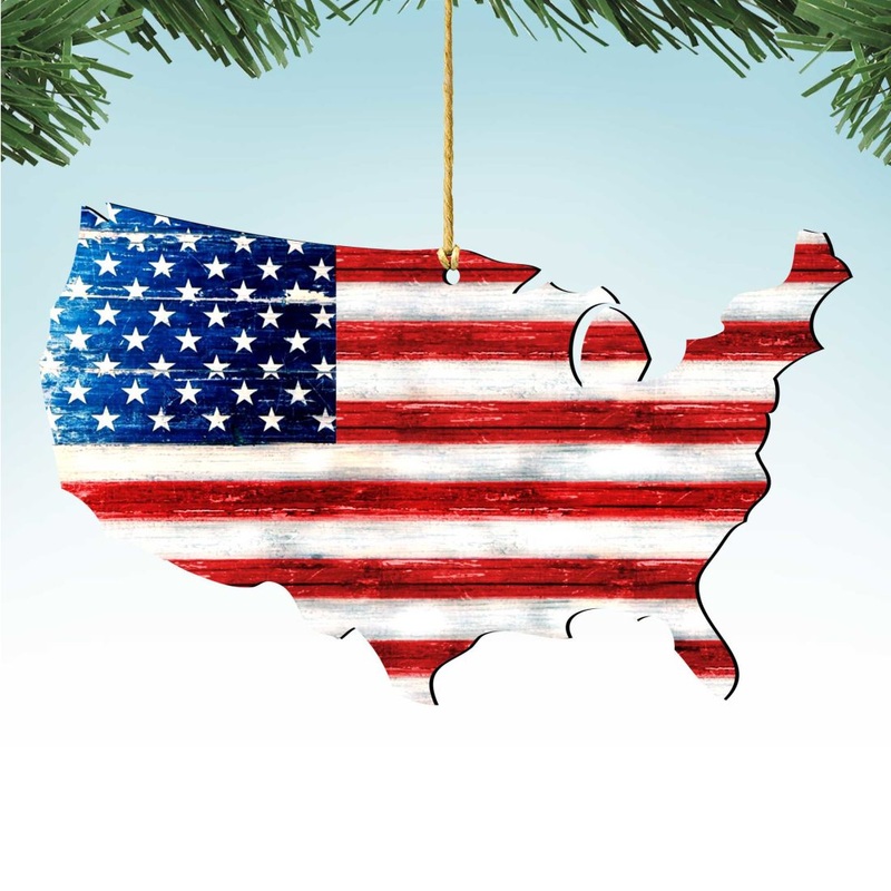 Land of the Free America Wooden Ornaments – American Patriotic Decor – 8198916