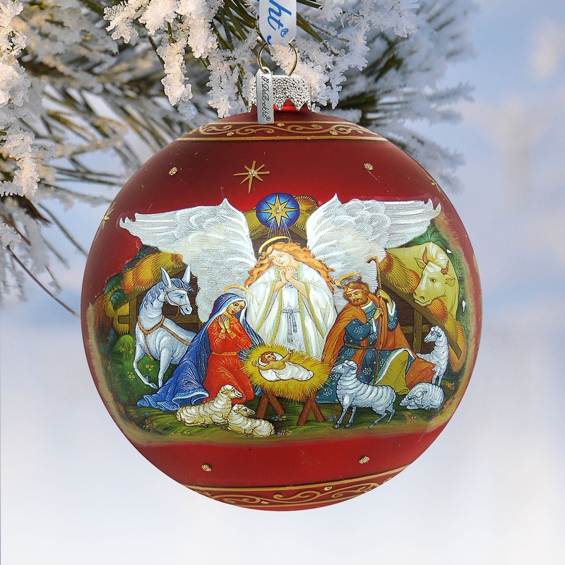 Limited Edition, Oversized Guarding Light Iconic Nativity Ball Glass Ornament, Christmas Decor – 73860 by G. DeBrekht