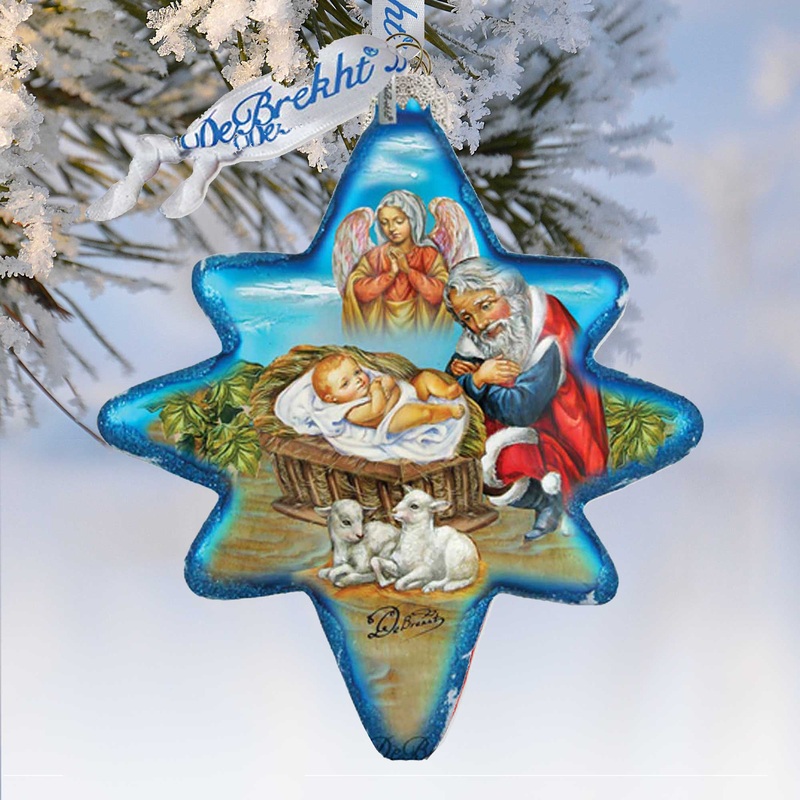 Limited Edition Regal Nativity Snowflake Glass Ornament, Inspirational & Guardian Angels Decor – 754-032 by G. DeBrekht