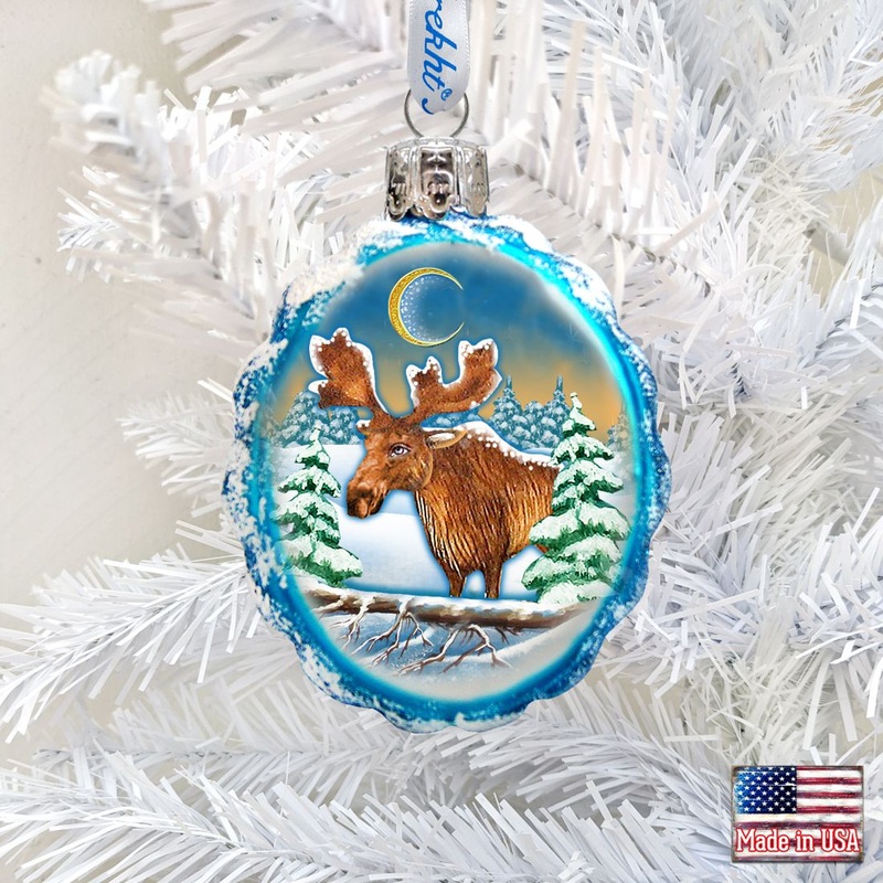 Moose Mercury Glass Ornament by G. DeBrekht – Wildlife Holiday Decor – 771025