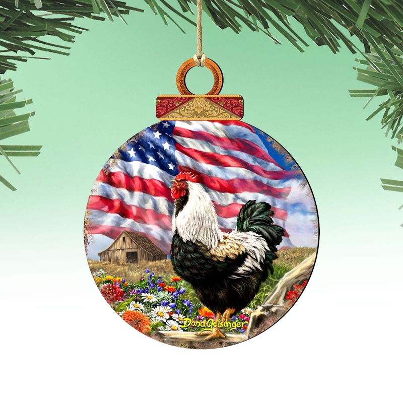 Morning in America Wooden Ornaments by Gelsinger – American Patriotic Decor – 8027104-DG