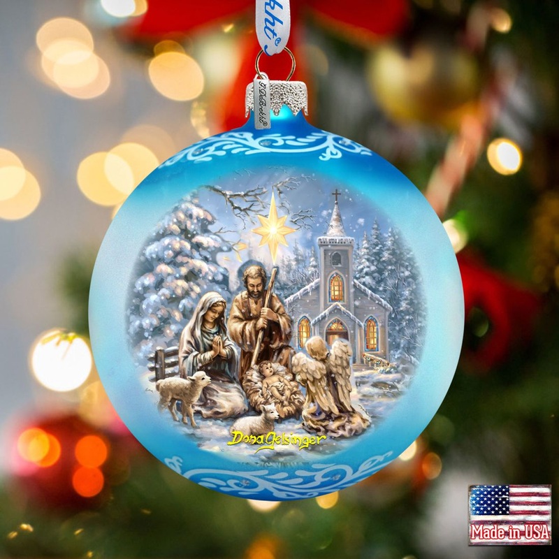 Nativity At the Chapel Glass Ornament by D. Gelsinger – Nativity Holiday Decor – 71153-1606
