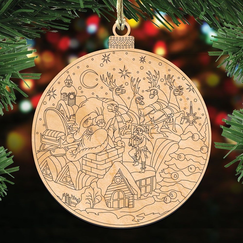 Night Before Christmas DIY Coloring Decorative Holiday Ornament 8373845-S3 by G. DeBrekht