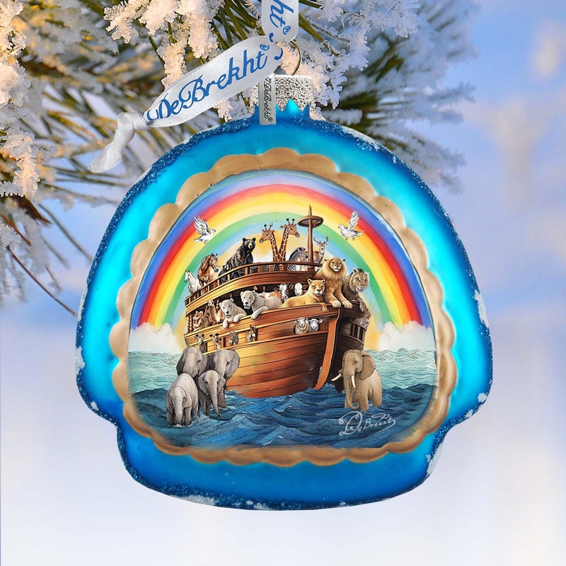 Noah’s Arch Rainbow Glass Ornament by G. Debrekht – Christmas Decor – 756-022
