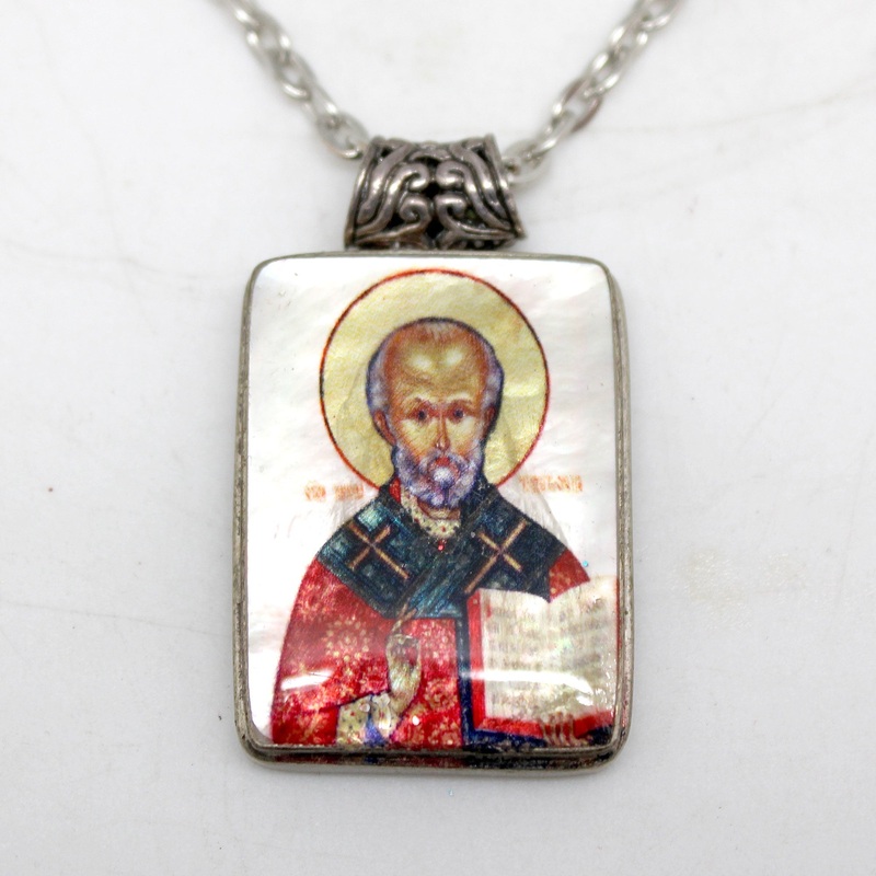 One-of-a-Kind Mother of Pearl Lacquered Miniature Jewelry Pendant 0.75 x 1.5 by  Unique Handmade Gift Collectible and Home Decoration