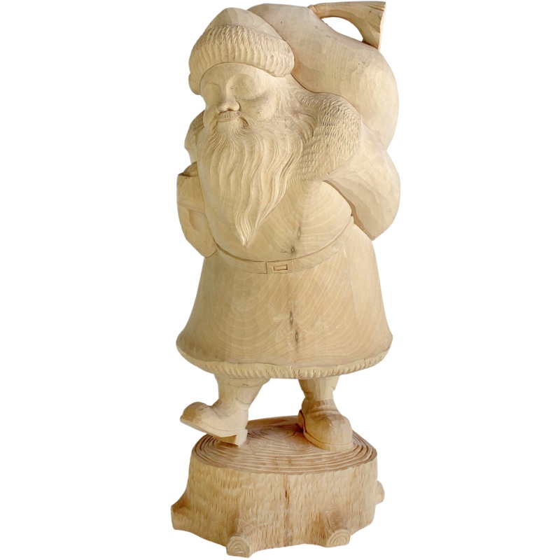 One-of-a-Kind Santa Claus carrying Bag on Stoop Wood Carved Figurine 14 by  – Nature Wood Carving