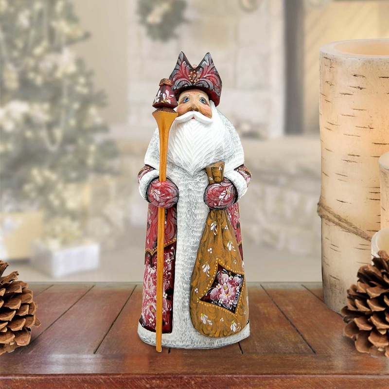 Ornamental Santa in Red Hand-Painted WOODCARVED Masterpiece by G. DeBrekht – Christmas Decor – 8201022 *** PRE-ORDER – Handmade Just for You! ***