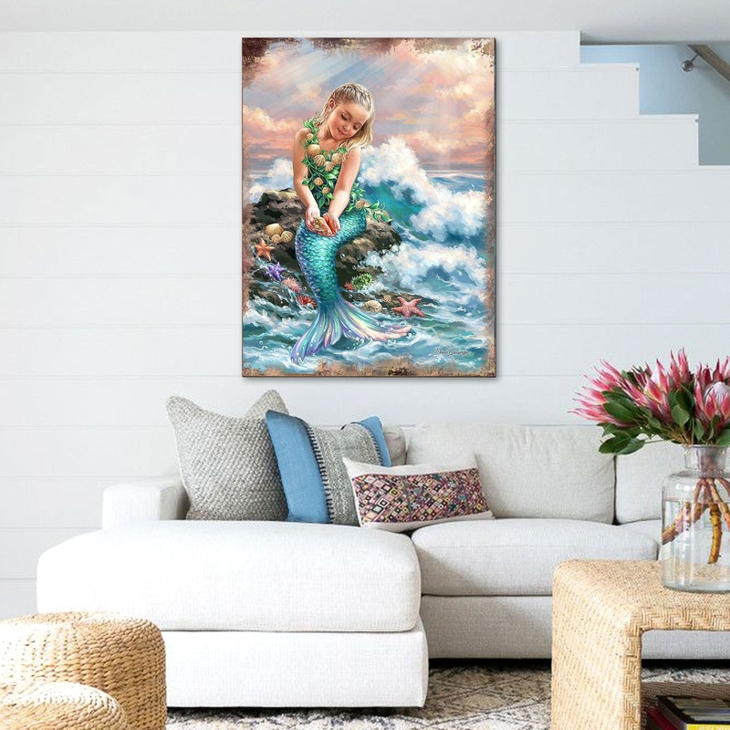 Princess of The Sea Wooden Coastal Wall Art by D. Gelsinger – Coastal Holiday Decor – 95652B-1611