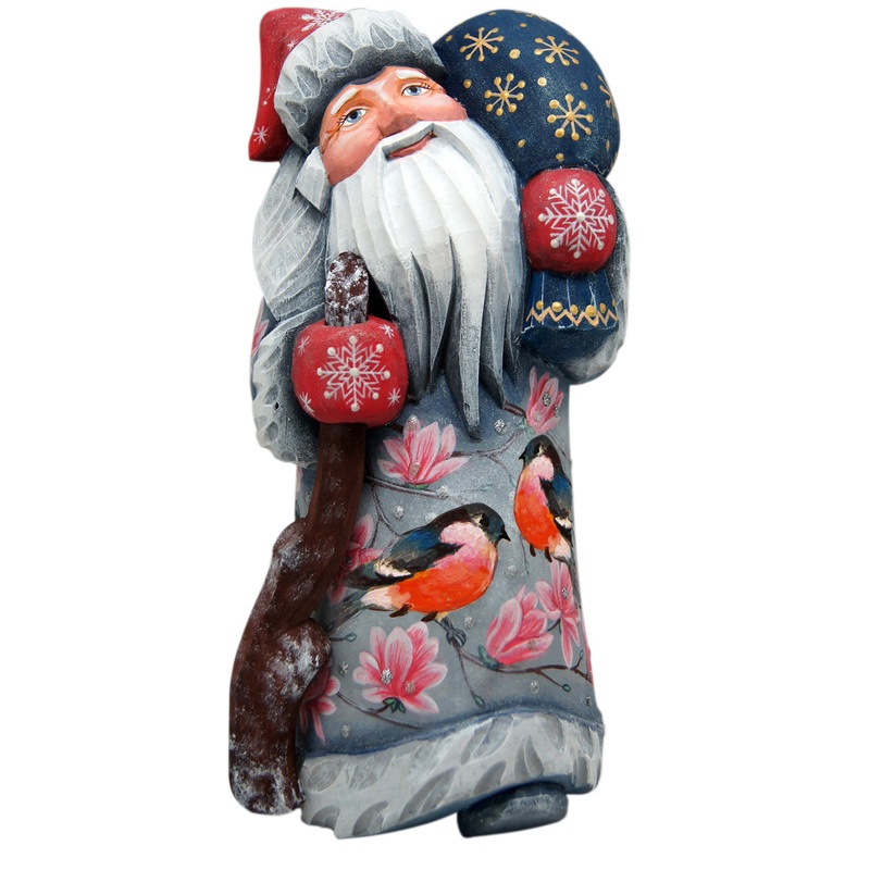 Red Robin Santa Hand-Painted WOODCARVED Masterpiece by G. DeBrekht – Wildlife Holiday Decor – 8215100M *** PRE-ORDER – Handmade Just for You! ***
