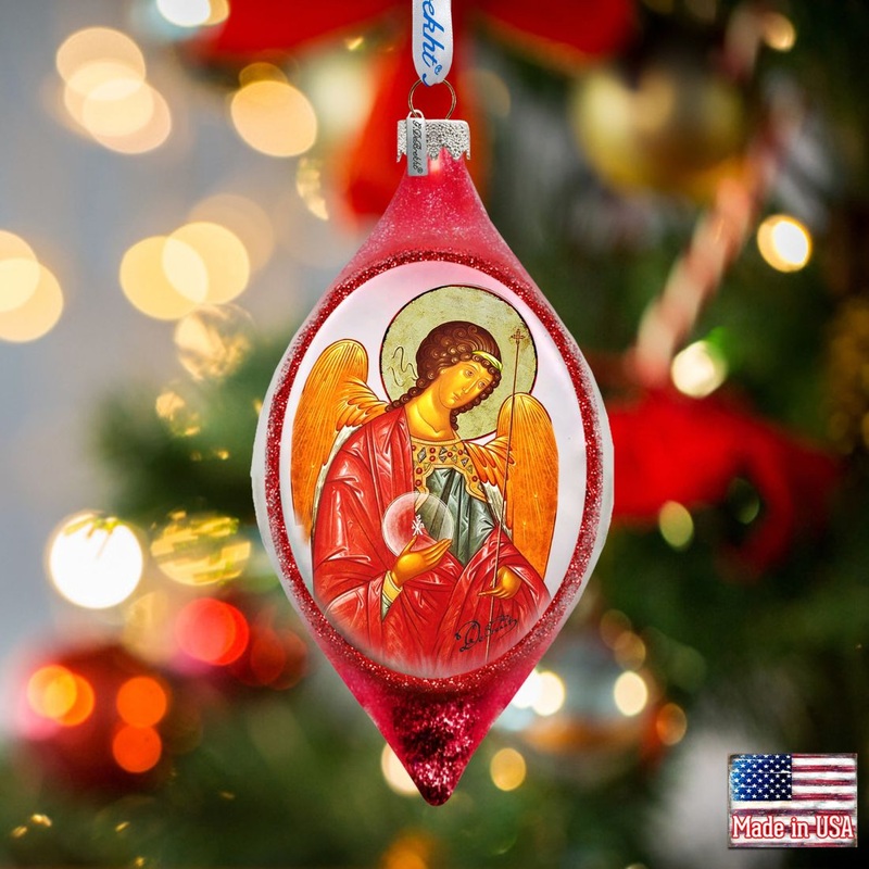 Saint Michael Drop Glass Ornament by G. DeBrekht – Nativity Holiday Dcor – 757-036