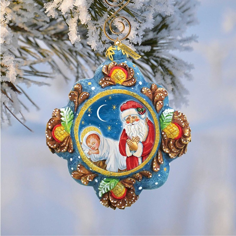 Saint Nick Reason for The Season Sculpted Hand-Painted Christmas Ornament by G. DeBrekht – Christmas Santa Snowman Dcor – 6102544