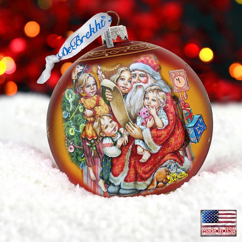 Santa Christmas List Glass Ornament by G. DeBrekht – 73370