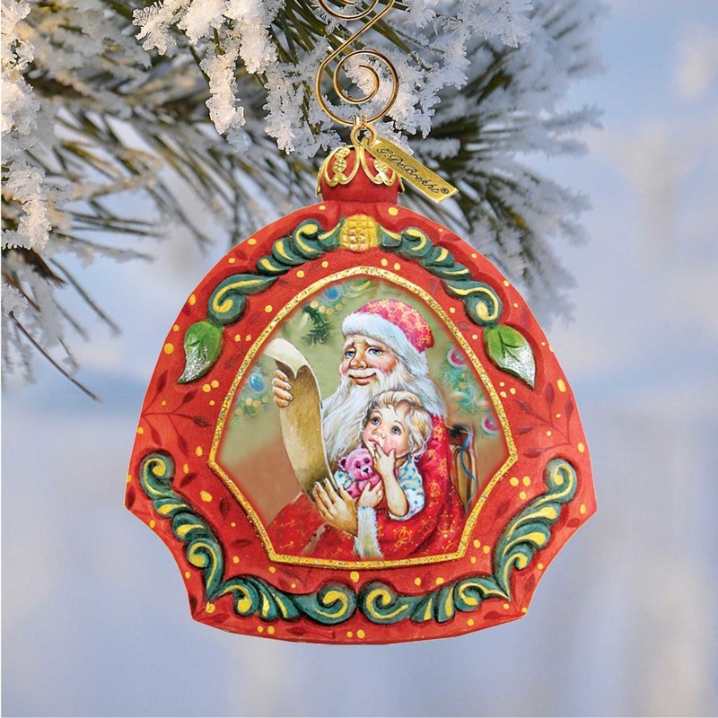Santa List Sculpted Hand-Painted Christmas Ornament by G. DeBrekht – Christmas Santa Snowman Decor – 6102841