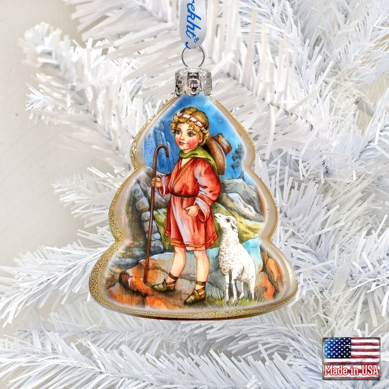 Shepherd Boy Mercury Glass Ornament by G. DeBrekht – Nativity Holiday Decor – 773034