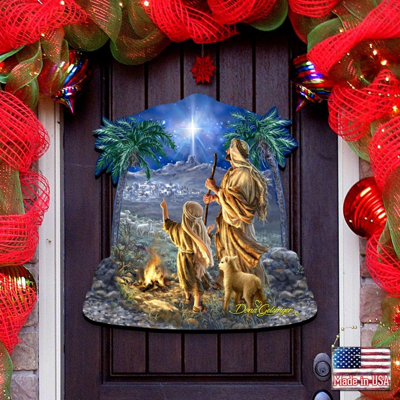 Shepherds Keeping Watching Nativity Door Decor by D. Gelsinger – Nativity Holiday Decor – 8161025H-1838