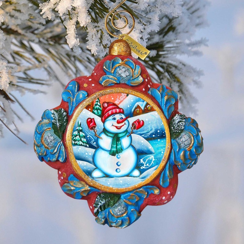 Snowman Sculpted Hand-Painted Christmas Ornament by G. DeBrekht – Christmas Santa Snowman Decor – 6102443