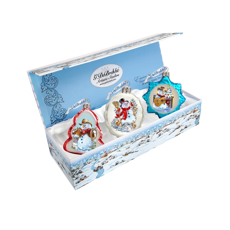 Snowy Mercury Glass Ornaments by G. DeBrekht – Coastal Holiday Decor – 770145S3-DG