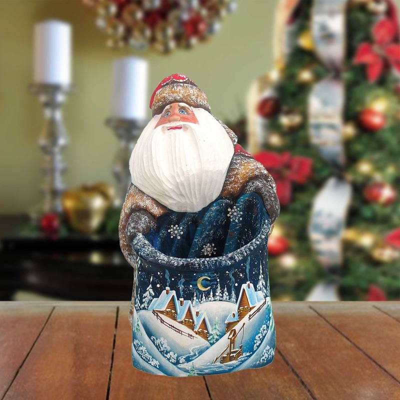 Starlight Yuletide Santa Hand-Painted WOODCARVED Masterpiece by G. DeBrekht – Christmas Decor – 8210751 *** PRE-ORDER – Handmade Just for You! ***