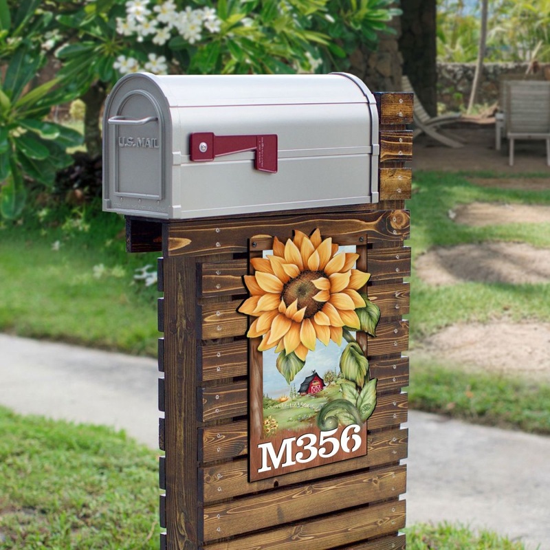 Sunflower Wooden Custom House Number Sign by Jamie Mills-Price – Thanksgiving Halloween Decor – Handcrafted Wooden Handcrafted Wooden Handcrafted Wooden Address Sign – MA8457701-MPP