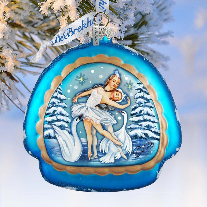 Swan lake rainbow, Scenic Glass Ornament by G. DeBrekht 756-004