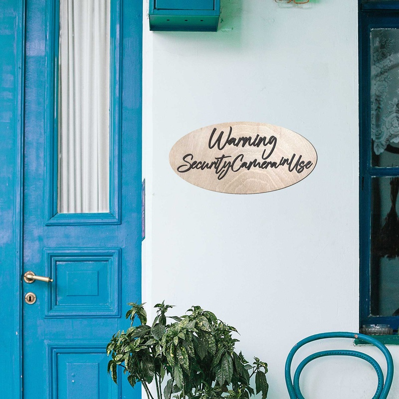 Warning sign, Security Camera in Use sign, Business sign, Made in the USA sign, Made from wood – 320340