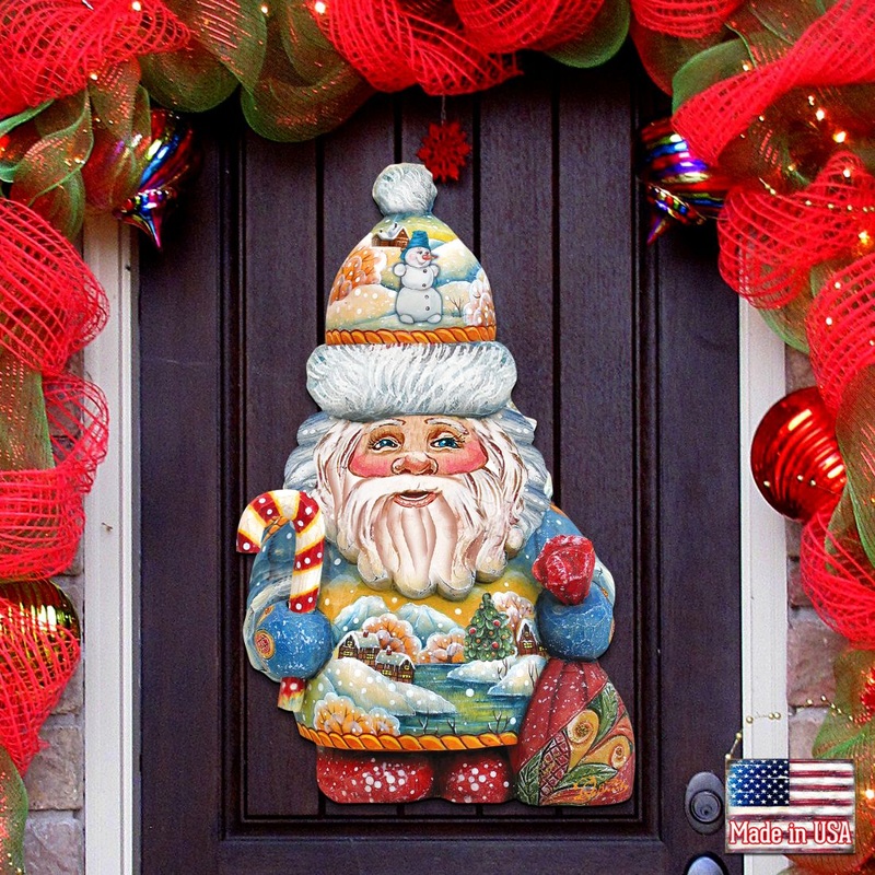 Whimsical Winter Wonders Santa Door Decor by G. DeBrekht – Christmas Santa Snowman Decor – 81519184H