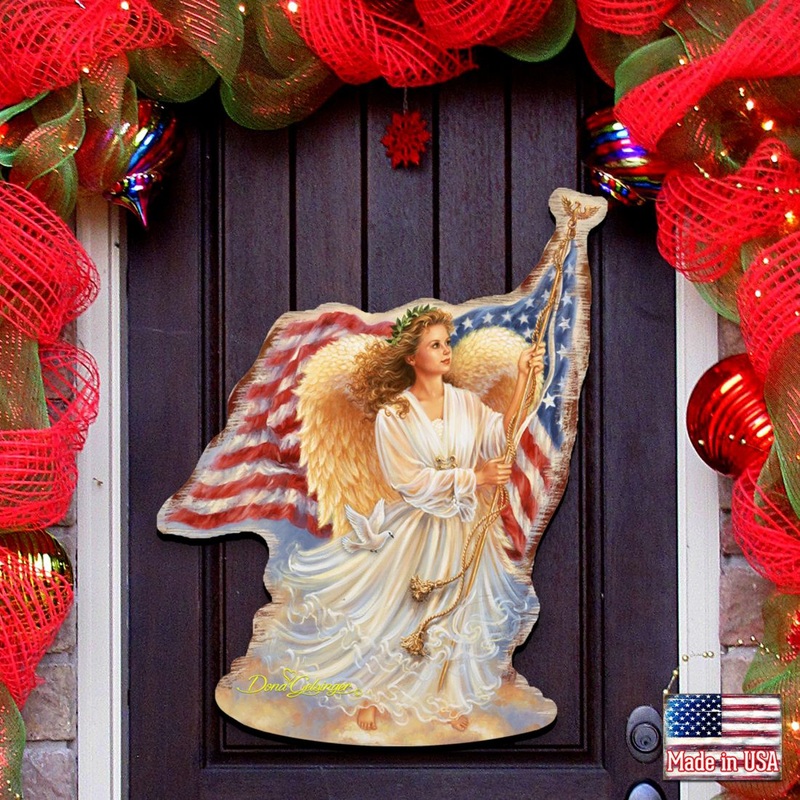 American Freedom Angel Holiday Door Decor by D. Gelsinger – American Christmas Decor – 8461021H-0107