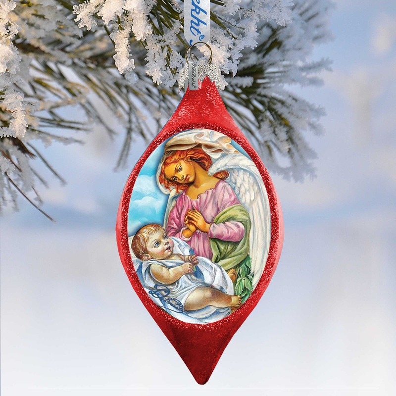 Angelic Touch Drop Glass Ornament by G. DeBrekht – Nativity Holiday Decor – 757-022R