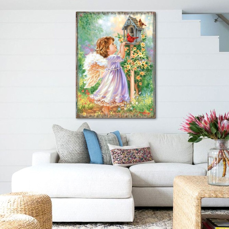 Angels Are Near Wooden Wall Art by D. Gelsinger – Nativity Holiday Decor – 95678B-DG