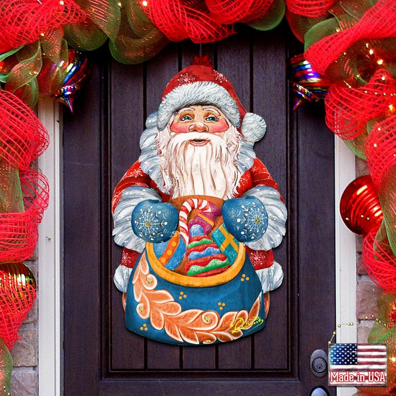 Birdie Santa Christmas Door Decor by G. DeBrekht – Christmas Santa Snowman Decor – 8117902H