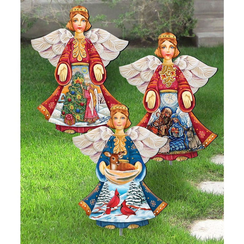 Blessed Angels Outdoor Walkway Outdoor Garden Decor Set of 3 by G. DeBrekht – Christmas Decor – 8120126MS3