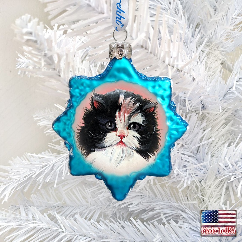 Calico Girl Mercury Glass Ornament by G. DeBrekht – Pets Dog and Cats Decor – 774020
