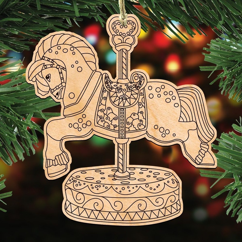 Carousel Horse DIY Coloring Decorative Holiday Ornament 8314041-S3 by G. DeBrekht