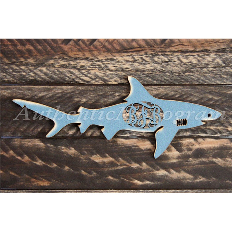 Coastal Decor Shark Decor Wooden Personalized Monogram, Beach Sign, Ocean Wall Decor, Unpainted 98515S