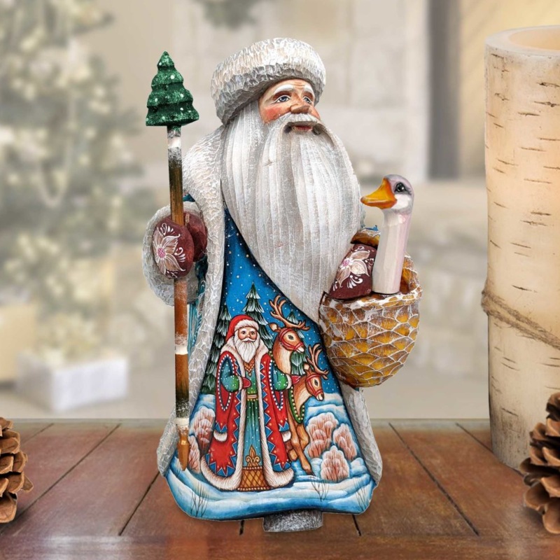 Dasher and Dancer Santa Hand-Painted WOODCARVED Masterpiece by G. DeBrekht – Christmas Decor – 821816 *** PRE-ORDER – Handmade Just for You! ***